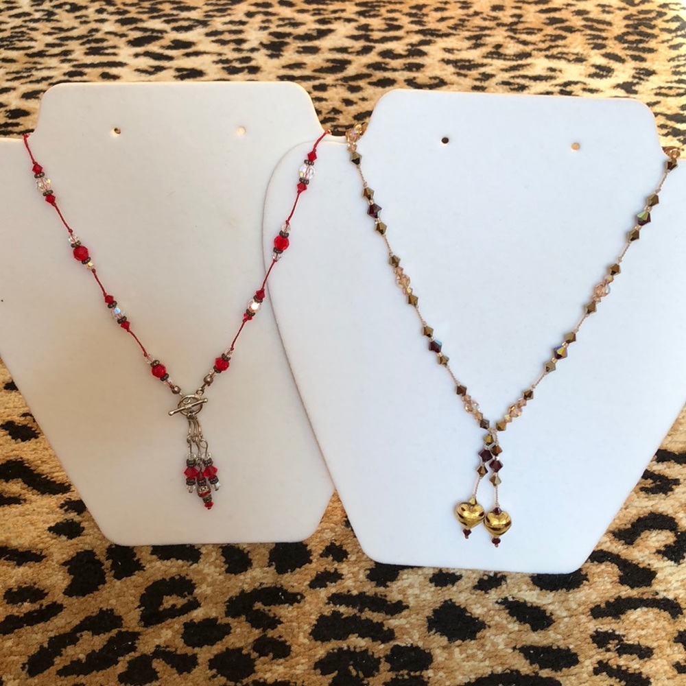 Hand Crafted Silk and Crystal Necklaces